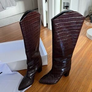 Schutz brown Maryana block boots sz 6.5